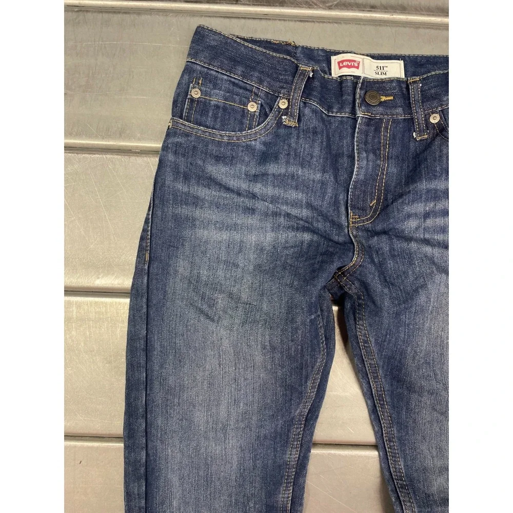 Levis 511 Jeans Womens Size‎ 14REG 27X28 Blue Dark Wash Denim Slim Straight Leg